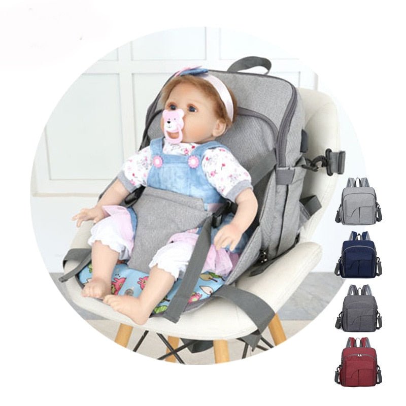 Backpack Nursing Bag and Traveling High-Chair Nappy bag and high chair- Joe Baby Products