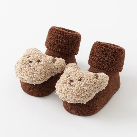 Cute Teddy Bear Socks Chocolate / Small (0-1Y) - Joe Baby Products