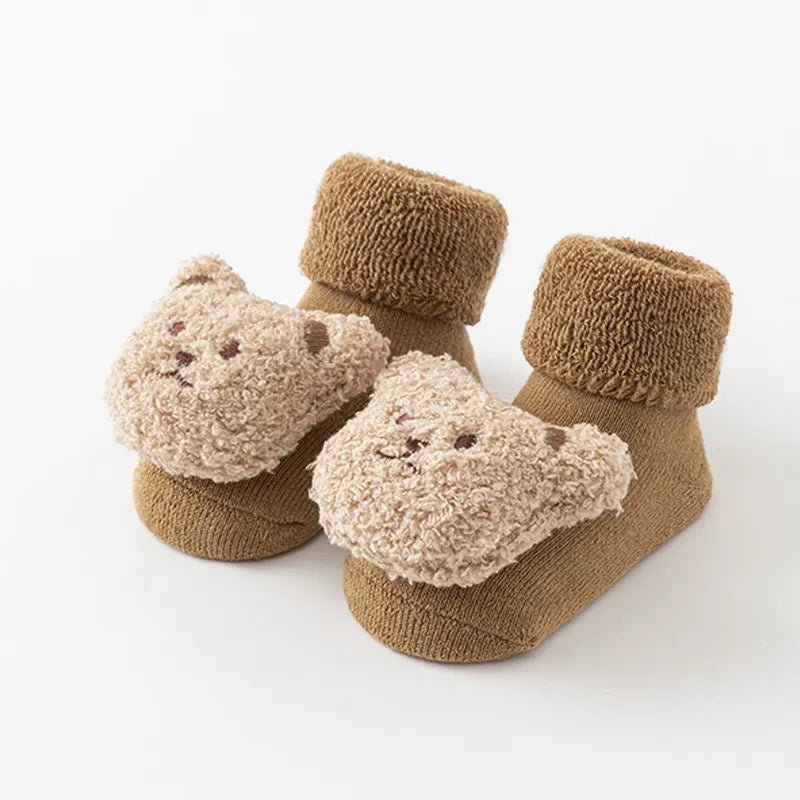 Cute Teddy Bear Socks Tan / Small (0-1Y) - Joe Baby Products